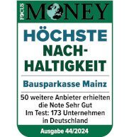 Auszeichnung FOCUS MONEY höchste Nachhaltigkeit